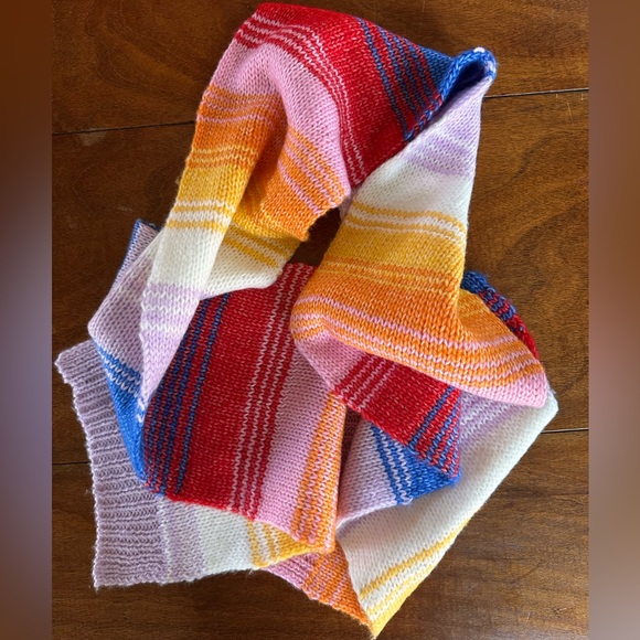 Old Navy Rainbow Striped Knit Scarf | Multicolor Cozy Winter Scarf | One Size - Picture 3 of 4
